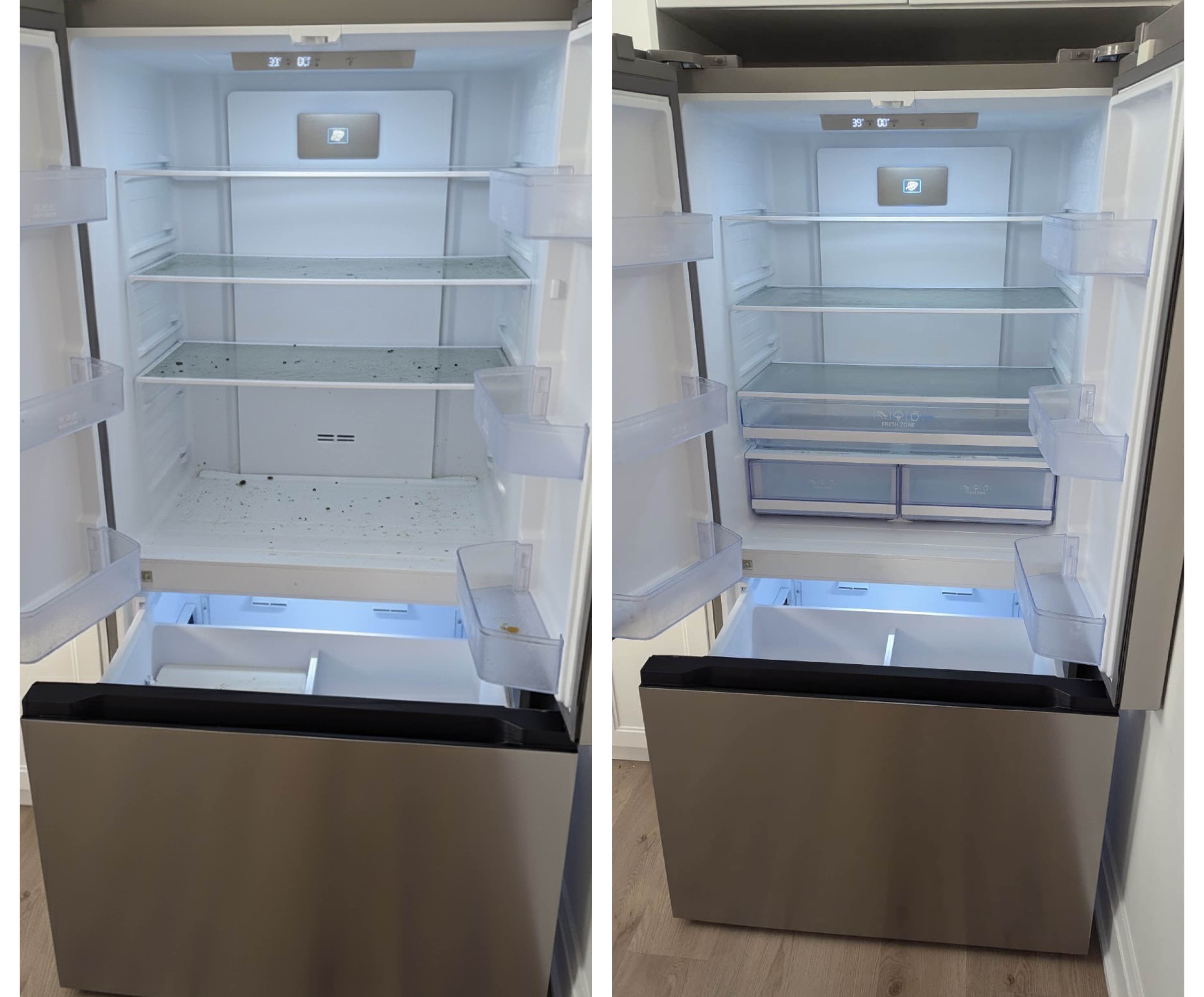 Clean refrigerator after rental cleaning